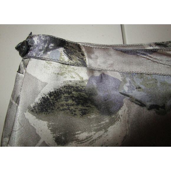 PIAZZA SEMPIONE Italy DESIGNER Silk Skirt Black Gray Roses Midi 42 6 Whimsigoth - Picture 6 of 12